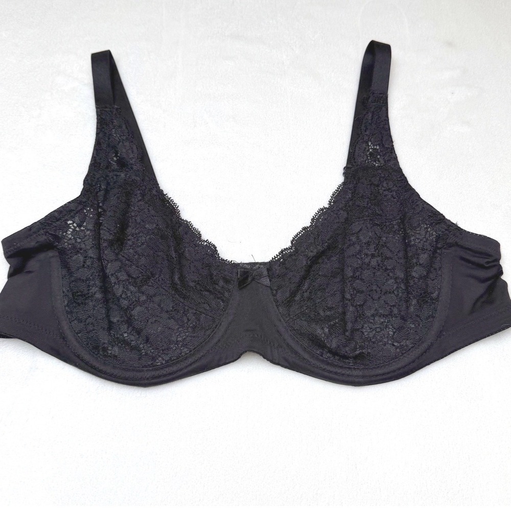Jones New York Black Bra Floral Lace Underwire Sheer Whimsigoth‎ Lingerie 34B